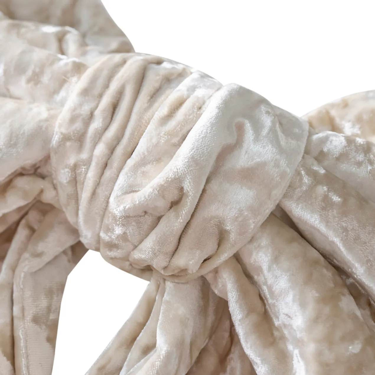 Oversized Crushed Vevlet Bow 28"- Cream