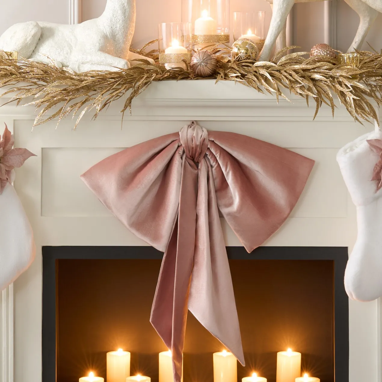 Overszied Velvet Bow 28" - Blush